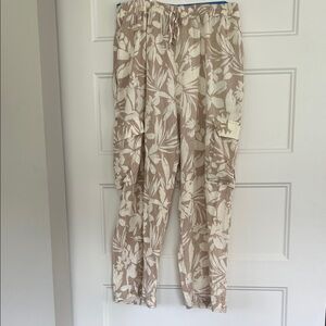 Floral Beige linen super soft Cargo Pants